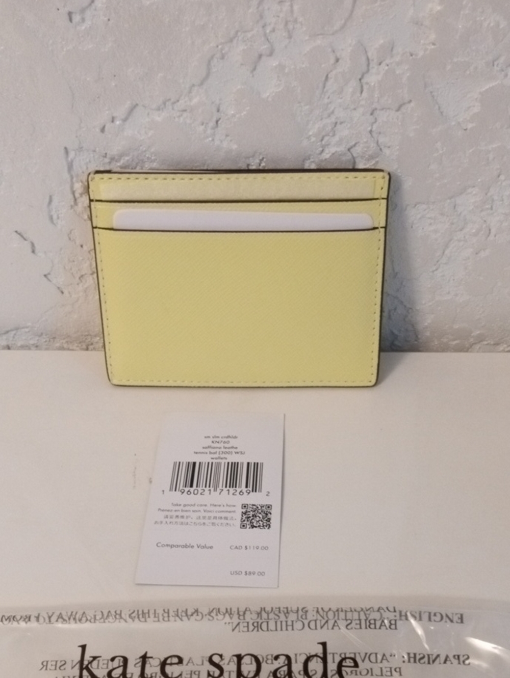 kate spade Yellow Saffiano Leather Card Holder - Picture 3 of 4